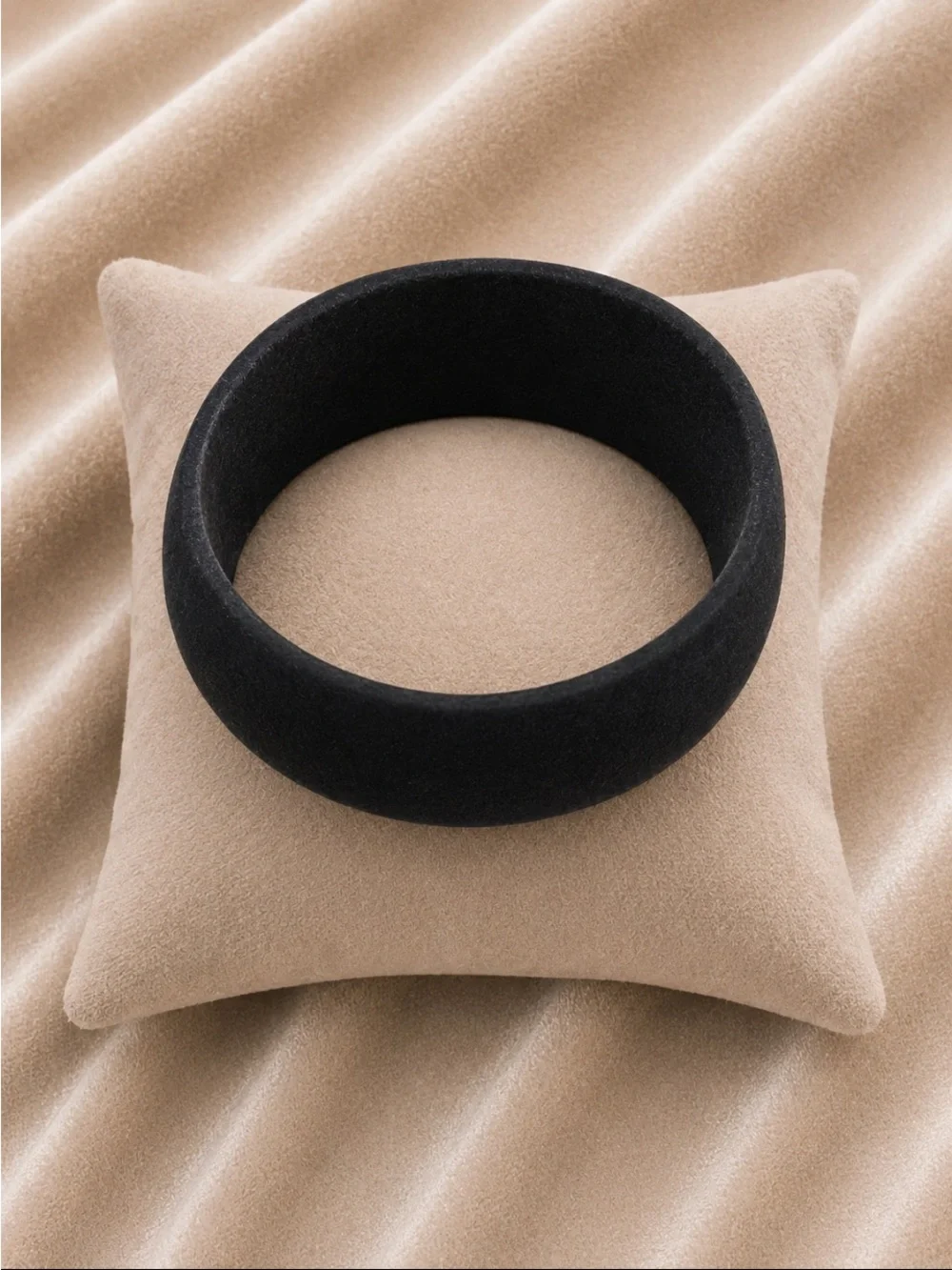 Black Statement Wide Wooden Bangle Bracelet